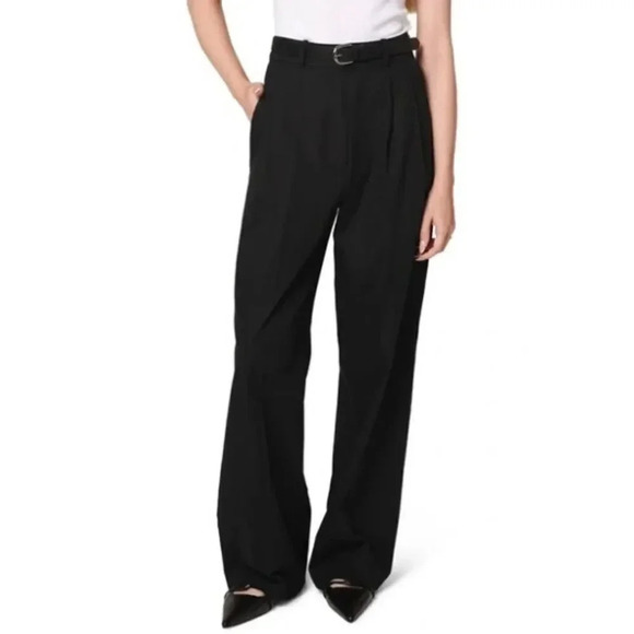 Wayf Gilmore cotton blend pleated pants, wide leg. Black. Women’s size L - Picture 1 of 13